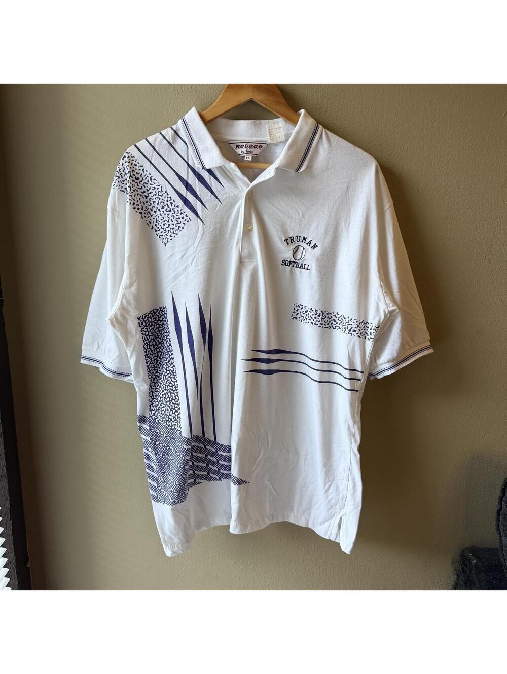 Vintage 80s/90s NOLOGO by Tonix Truman Softball Graphic Polo XL